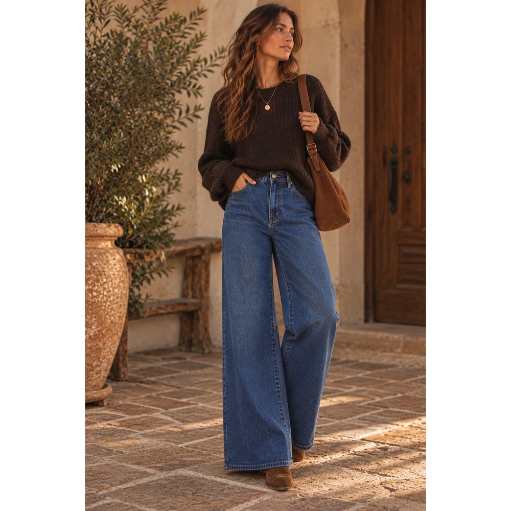 Universal Thread Sailor Wide Leg Jeans Blue High Rise 70s Boho 6R
